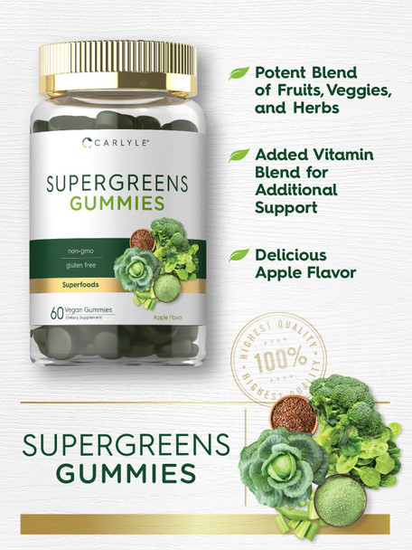 Carlyle Supergreens Gummies | Vegan, Non-Gmo And Gluten Free Supplement