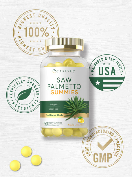 Carlyle Saw Palmetto Extract | 480Mg | 150 Gummies | Vegan, Non-Gmo, And Gluten Free Supplement | Natural Lemon Flavored Gummy