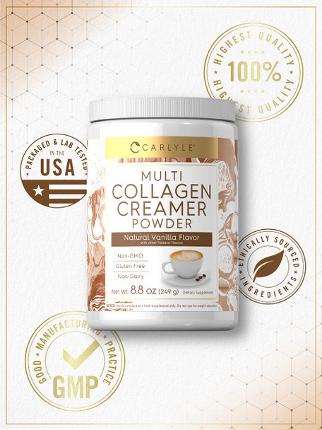 Carlyle Collagen Creamer 8.8Oz | Vanilla Multi Collagen Powder | Non-Dairy Supplement | Non-Gmo, Gluten Free | By Carlyle
