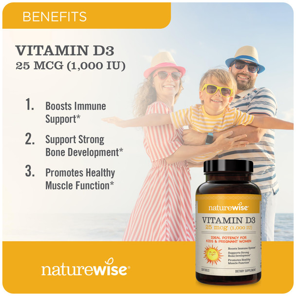 Naturewise Vitamin D3 1000Iu (25 Mcg) Healthy Muscle Function, And Immune Support, Non-Gmo, Gluten Free In Cold-Pressed Olive Oil