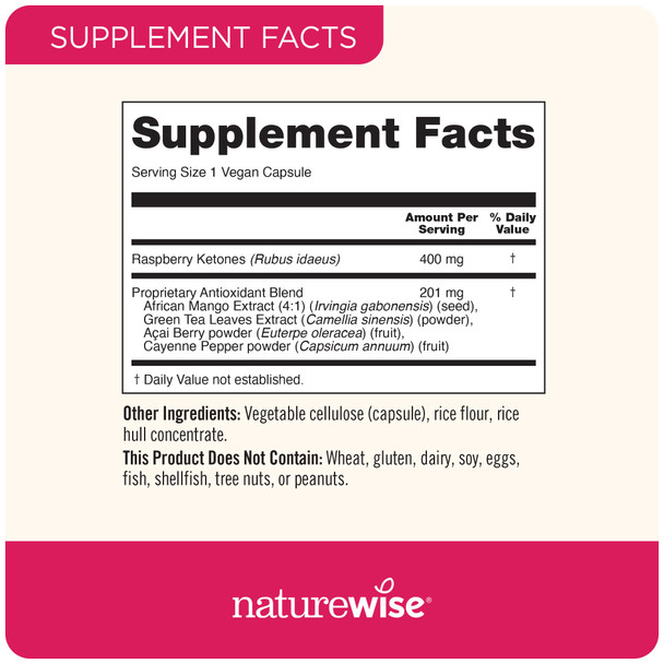 Naturewise Raspberry Ketones Plus - Advanced Ketones In Raspberry Blend Supports Antioxidant Health, Boosts Energy, Supports Weig