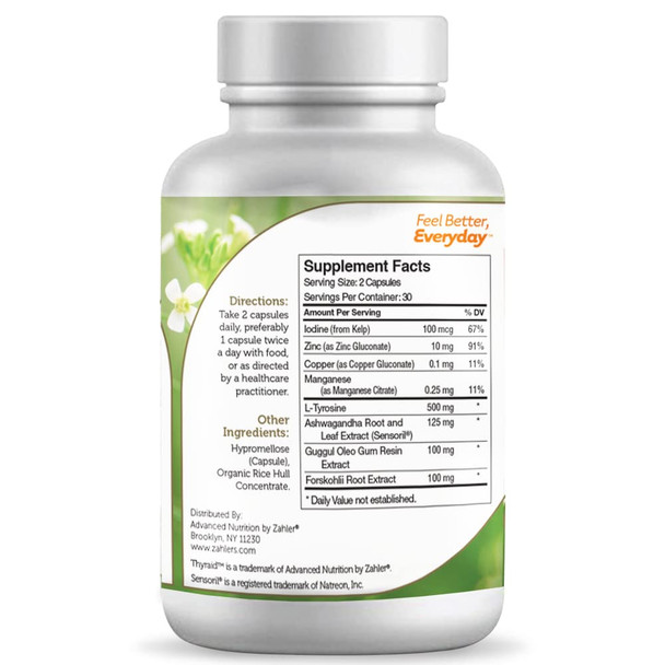 Zahler Thyraide, Thyroid Support Supplement With Iodine And L-Tyrosine, Helps Maintain Thyroid Health & Metabolism, Certified