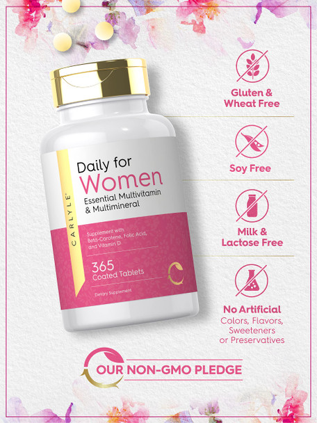 Women’S Multivitamin | 365 Tablets | Vitamin And Mineral Supplement | Non-Gmo, Gluten Free | By Carlyle