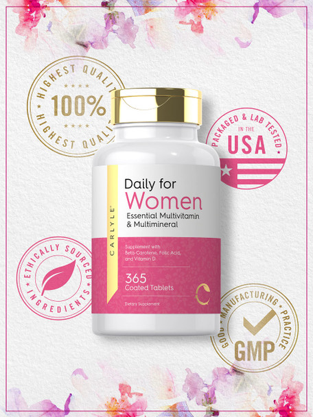 Women’S Multivitamin | 365 Tablets | Vitamin And Mineral Supplement | Non-Gmo, Gluten Free | By Carlyle