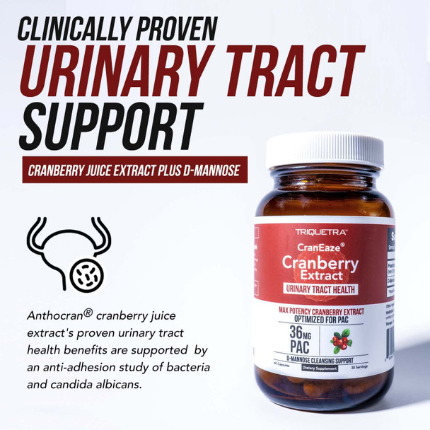 Craneaze®: Cranberry Juice Extract Plus D-Mannose – 36 Mg Pac, 100% Soluble Pac - Supports Urinary Tract Health – Most Effective