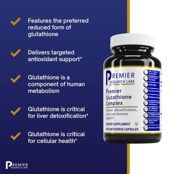 Premier Research Labs Glutathione Complex - Supports Natural Detoxification, Liver & Immune Health - Contains Turmeric, Reishi