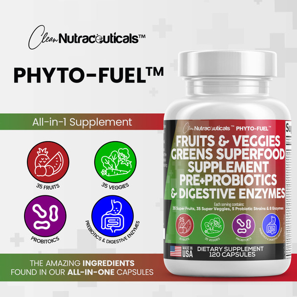Fruits And Veggies Supplement Reds & Green Superfood - A Natural Balance Of Over 70 Fruit And Vegetable Supplements Capsules