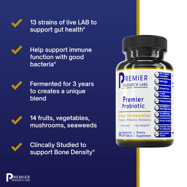 Premier Research Labs Probiotic Caps - Pre-, Pro-, And Post-Biotics - For Healthy Gut, Digestive Health & Immune Support - Benefi