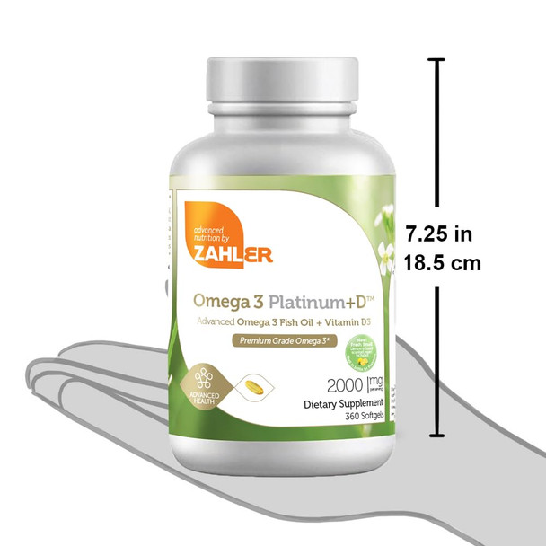Zahler Omega 3 Platinum D Advanced Omega 3 With Vitamin D3 3000 Mg 360 Softgels