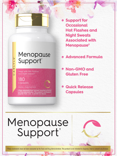 Menopause Supplement For Women | 180 Capsules | Helps With Hot Flashes And Night Sweats | Non-Gmo, Gluten Free Menopause Support