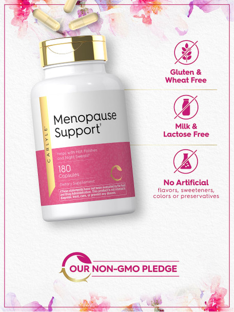 Menopause Supplement For Women | 180 Capsules | Helps With Hot Flashes And Night Sweats | Non-Gmo, Gluten Free Menopause Support