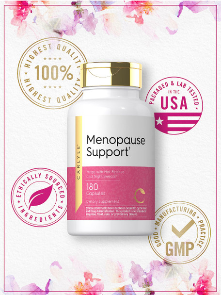 Menopause Supplement For Women | 180 Capsules | Helps With Hot Flashes And Night Sweats | Non-Gmo, Gluten Free Menopause Support