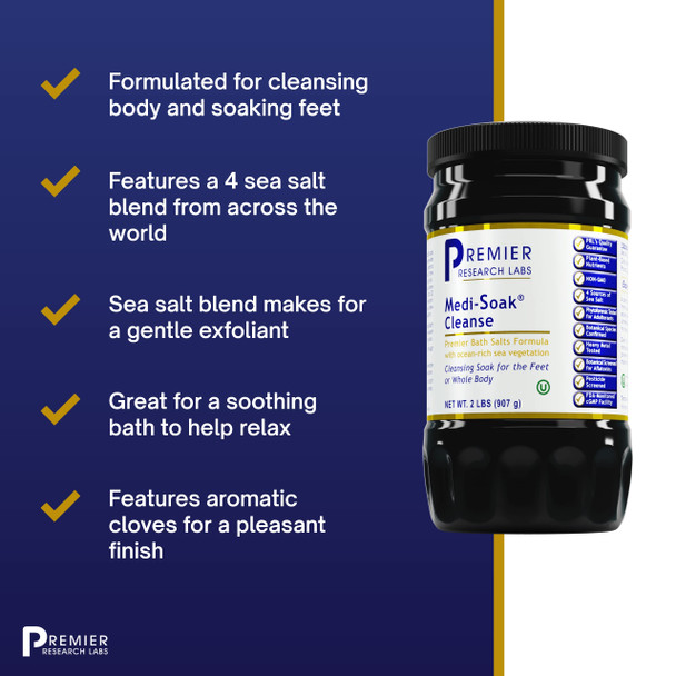 Premier Research Labs Medi-Soak - Supports Feet Or Whole Body Cleansing - Features Bath Salts Formula With Ocean-Rich Sea Vegetat