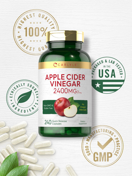 Carlyle Apple Cider Vinegar Capsules | 2400Mg | 240 Count | Non-Gmo, Gluten Free Supplement