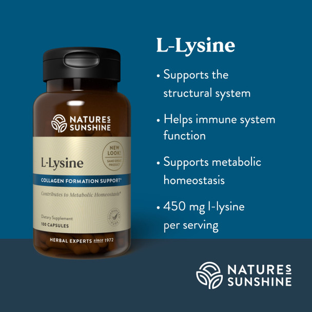 Nature'S Sunshine L-Lysine, 100 Capsules | Essential Amino Acids Capsules With 474 Mg Of L-Lysine Hydrochloride To Help Your Body