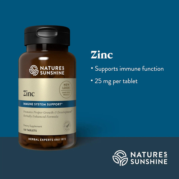 Nature'S Sunshine Zinc 25Mg, 150 Tablets | Helps Strengthen The Immune System By Providing 167% Of The Daily Value Of Zinc