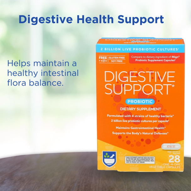 Rite Aid Digestive Support Probiotic Dietary Supplement, 28 Count - 2 Billion Active Cultures - Probiotics For Women And Men