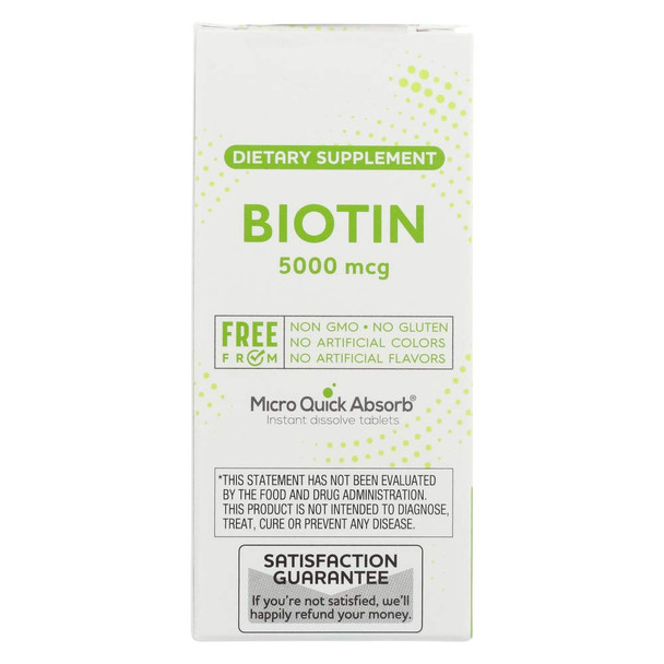 Rite Aid Biotin Supplement B7 5000Mcg, Fast Dissolving Tablets - 100 Sublingual Tablets | Skin, Hair And Nails Supplement
