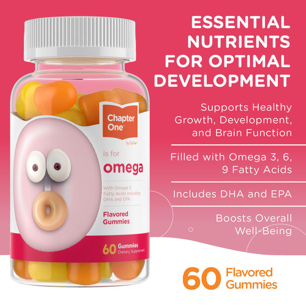 Zahler - Chapter One Omega 3 Gummies For Kids With No Fish Oil (60 Count) - Kosher Omega 3 6 9 Fatty Acids, Epa, Dha - Easy