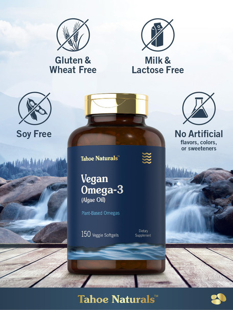 Carlyle Vegan Omega 3 Supplement | 150 Softgels | From Algae Oil | Non-Gmo & Gluten Free | Tahoe Naturals