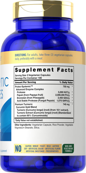 Carlyle Proteolytic Enzymes | 300 Capsules | Systemic Broad Spectrum Supplement | Vegetarian, Non-Gmo & Gluten Free Formula