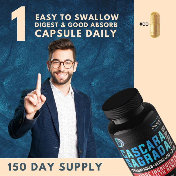 Dedicad 6550Mg Cascara Sagrada Capsules 5 Months Supply Combined 10 Herbs Senna, Psyllium Husk, Licorice, Flaxseed, Aloe Vera