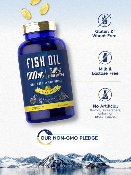 Fish Oil 1000Mg | 300Mg Omega 3 | 250 Count | Non-Gmo And Gluten Free Supplement
