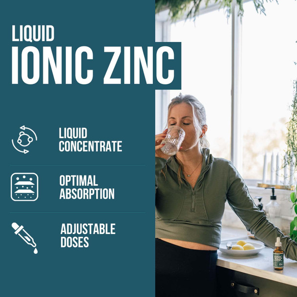 Ionic Liquid Zinc - 8 Month Supply, Adjustable Doses For Entire Family - Zinc Sulfate Form, Vegan,  Bottle - Immunity, Brain