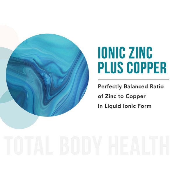 Ionic Zinc Plus Copper Liquid Concentrate 240 Servings,  Bottle, Vegan - Balanced Ratio Of Zinc Copper - Supports Immunity