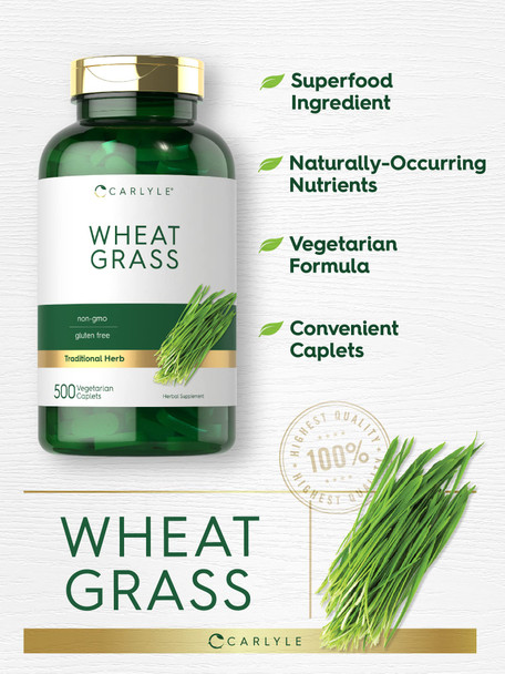 Carlyle Wheat Grass | 500 Vegetarian Caplets | Non-Gmo, Gluten Free Supplement