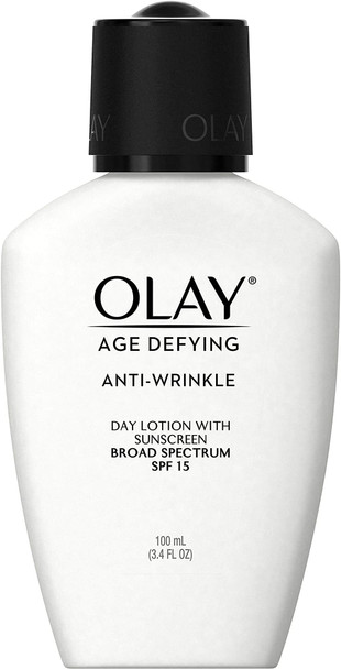 Face Moisturizer by Olay Age Defying, Anti-Wrinkle Day Lotion with Sunscreen, Broad Spectrum , SPF 15, 3.4 Oz. (Pack of 2) Packaging may Vary