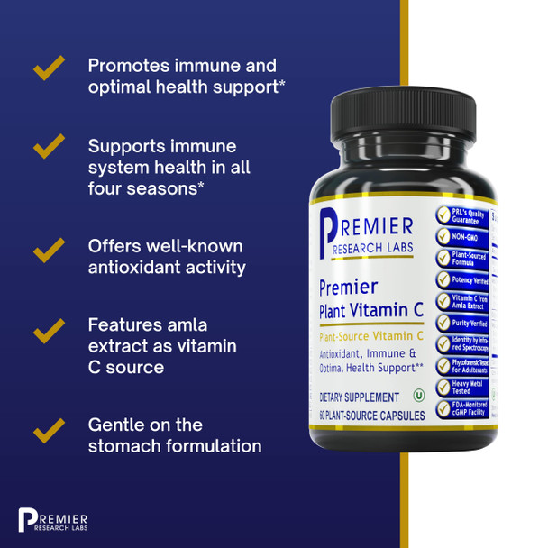 Premier Research Labs Vitamin C - Whole-Nutrient Vitamin C - Supports Immune System - Gentle On Stomach - Antioxidant Activity