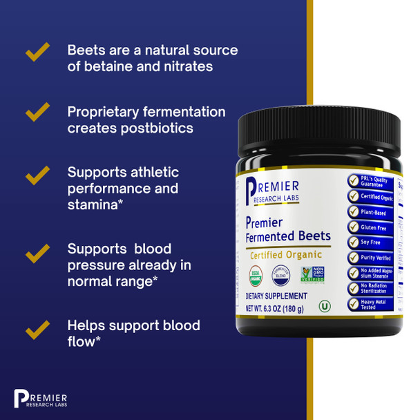 Premier Research Labs Fermented Beets - Supports Healthy Gut Microbiota, Cardiovascular System & Metabolic Activity - Features Ni