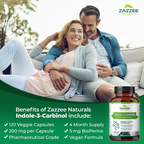 Zazzee High Absorption Indole-3-Carbinol (I3C), 200 Mg Per Capsule, 120 Vegan Capsules, 4 Month Supply, 5 Mg Bioperine For Enhanc