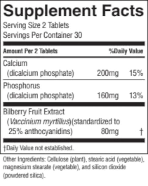 Nature'S Sunshine Bilberry Fruit Concentrate 60 Tablets
