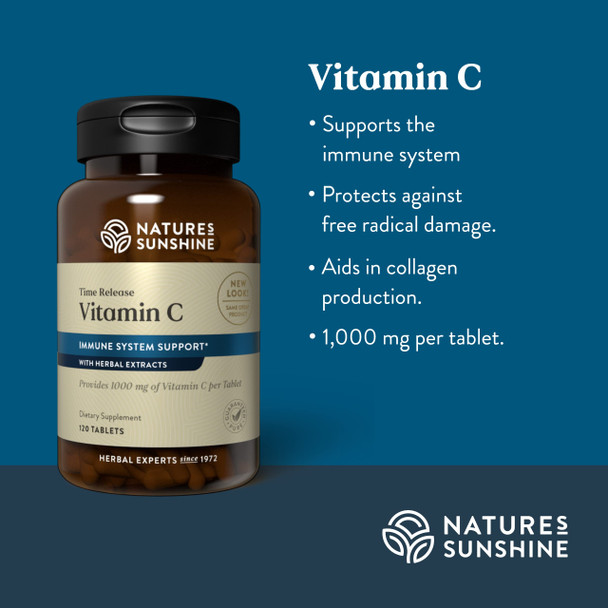 Natures Sunshine Vitamin C Time Release, 1000 Mg, 120 Tablets | Supports The Immune System And Quench Dangerous Free Radicals