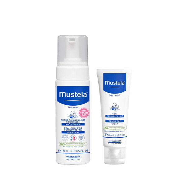 Mustela Baby Cradle Cap Bundle - Natural Baby Shampoo & Cradle Cap Cream - with Natural Avocado - 2 Items Set