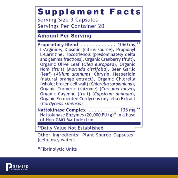 Premier Research Labs Circuzyme - For Circulation, Arterial Health & Blood Pressure Support - With Cordyceps, Olive Leaf & Tocotr
