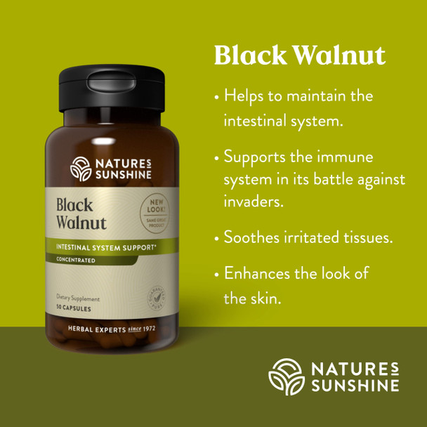 Nature'S Sunshine Black Walnut, Atc Concentrate, 50 Capsules | Helps Maintain The Intestinal System, Soothes Irritated Tissues