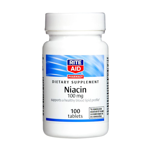 Rite Aid Niacin, 100mg - 100 Tablets | Vitamin B3 Supplement