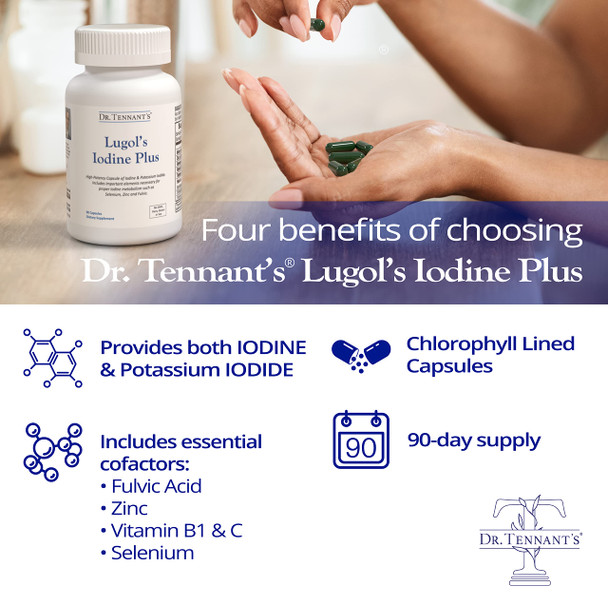 Dr. Tennant'S Iodine Plus | Lugol'S Iodine & Potassium Iodide Capsules With Must-Have Co-Factors Selenium, Zinc & Fulvic | Suppor