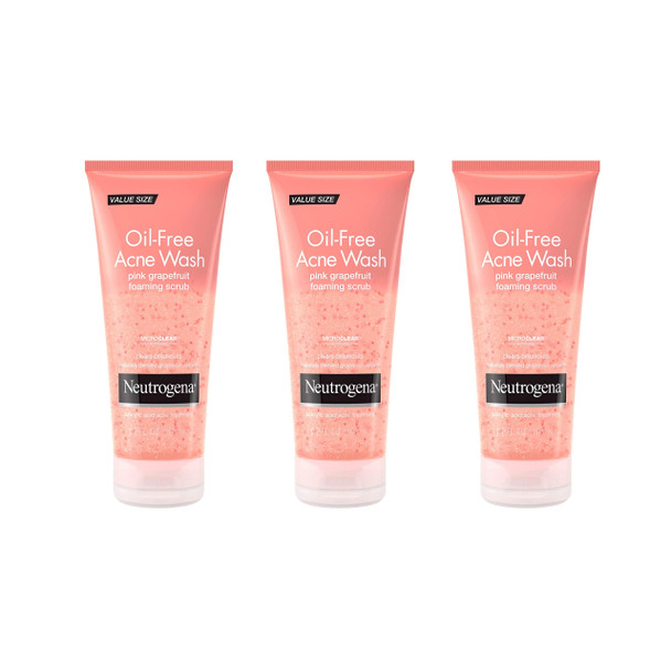 Neutrogena Oil Free Pink Grapefruit Acne Face Wash with Vitamin C, 6.7 Fl Oz - (Pack of 3)