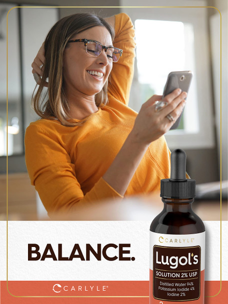 Lugols Iodine 2 Percent 2 Fl Oz | Potassium Iodide And Iodine Solution 2% Liquid Drops | By Carlyle