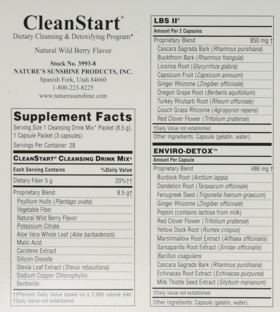 Nature'S Sunshine Cleanstart Capsules, Wildberry, 56 Count