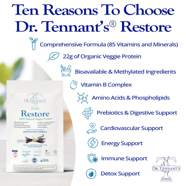 Dr. Tennant'S Restore Chocolate Veggie Protein - 14 Packets