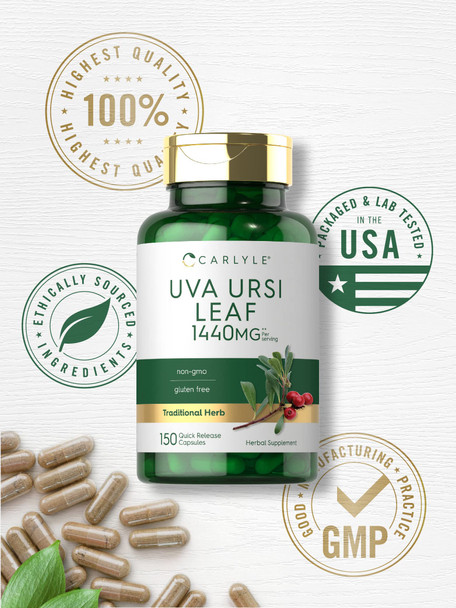 Carlyle Uva Ursi Capsules | 1400Mg | 150 Count | Herbal Leaf Extract | Non-Gmo | Gluten Free Supplement