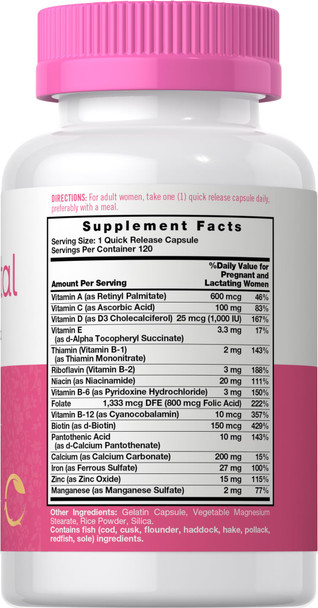 Carlyle Prenatal Vitamins For Women | 120 Capsules | Multivitamin And Mineral Formula With Folic Acid | Non-Gmo And Gluten Free