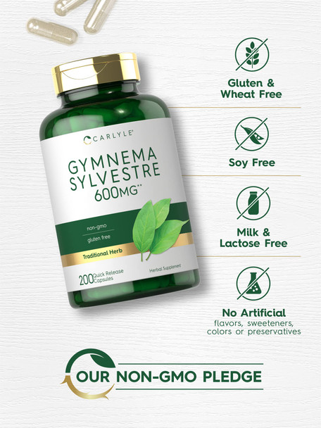 Carlyle Gymnema Sylvestre Capsules  200 Count  Non-Gmo And Gluten Free Carlyle Gymnema Sylvestre Capsules  200 Count  Non-Gmo And Gluten Free