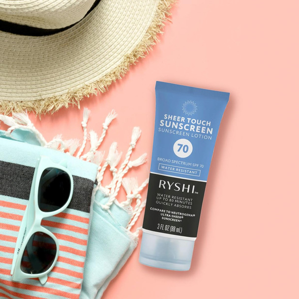 Ryshi Sheer Touch Sunscreen Lotion Broad Spectrum Spf 70-3 Fl Oz | Water Resistant And Non-Greasy Face & Body Sunblock (Rite Aid