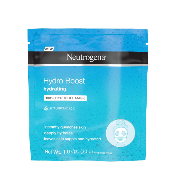 Neutrogena Hydro Boost Moisturizing & Hydrating 100% Hydrogel Sheet Face Mask for Dry Skin with Hyaluronic Acid, Gentle & Non-Comedogenic, 12 Count